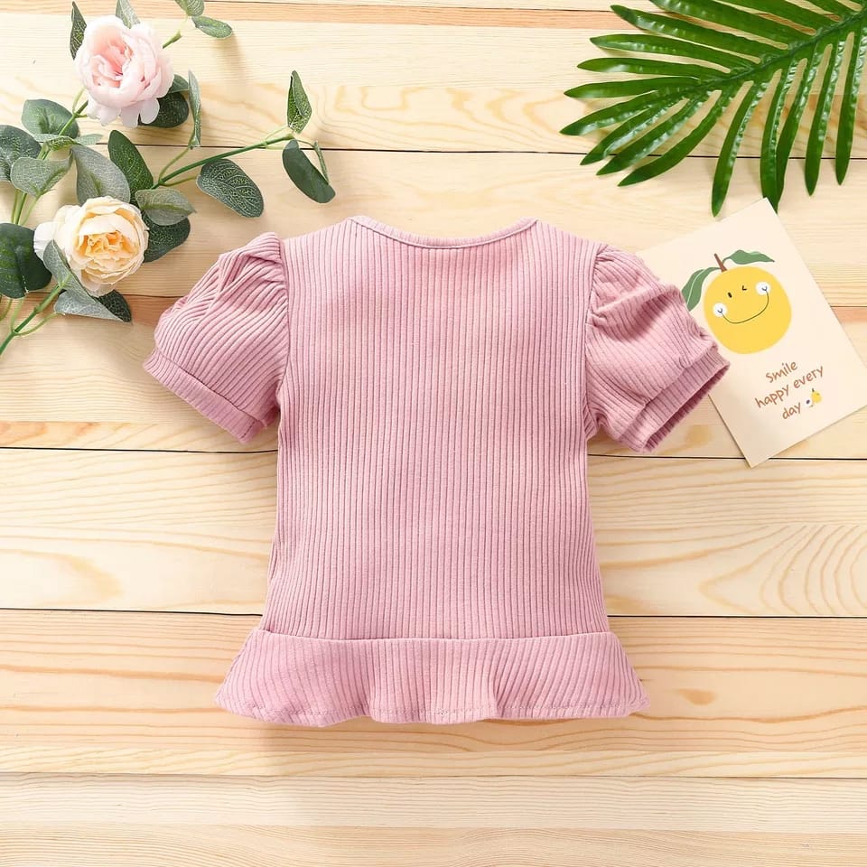 ZASKIYA - TSHIRT ANAK (TEEBERI) BERINA TALI SERUT RIB / KAOS ANAK PREMPUAN 1-3 THN