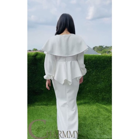 White Angels Dress Scuba Titanium Gamis Kondangan