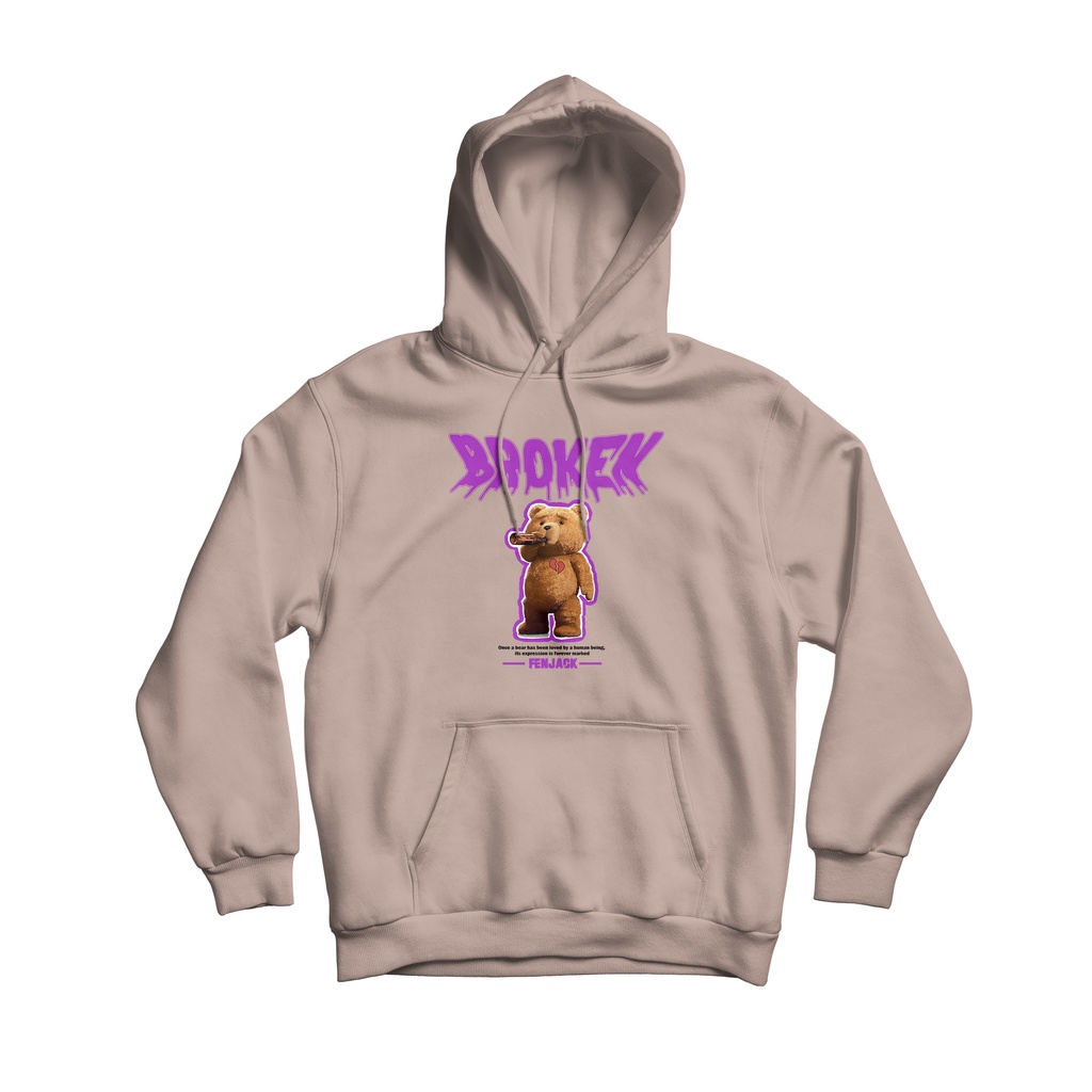 Sweaterpolos Hoodie Jumper BROOKEN BEAR ( Sablon ) Unisex Pria &amp; Wanita