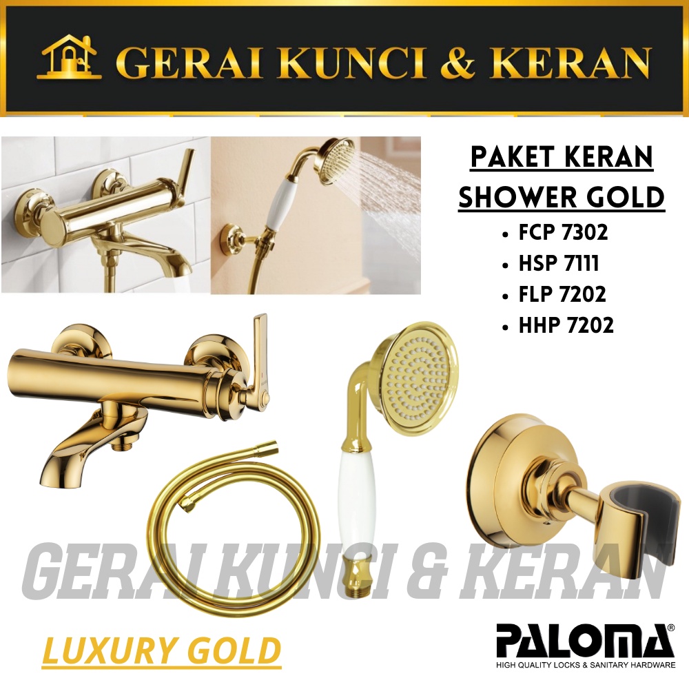 PALOMA PAKET FCP 7302 MIXER KRAN SHOWER MANDI FAUCET GOLD
