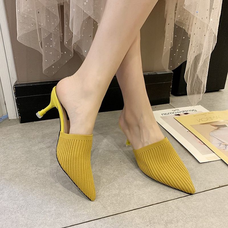 Heels Tumit Tinggi Rajutan heels 3cm, 7cm, slip on [COD] 0067 4031