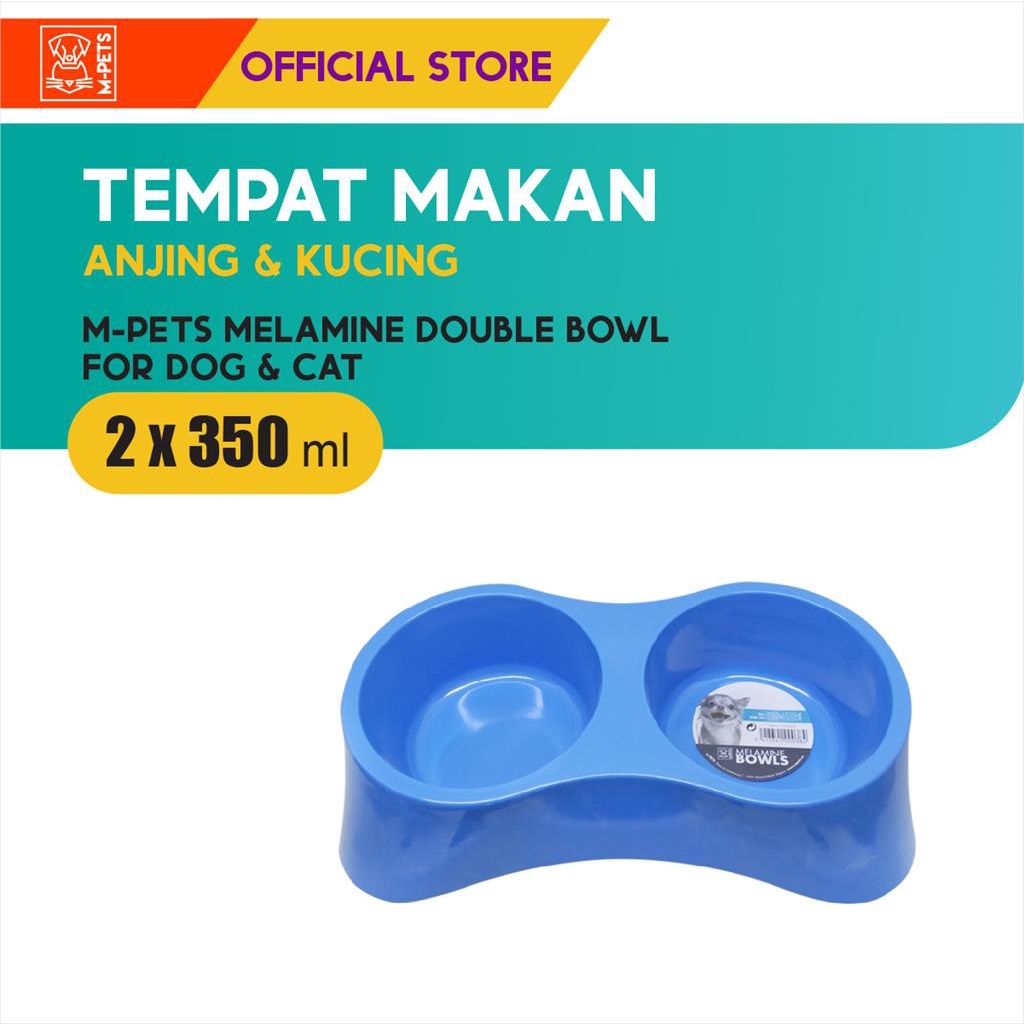 M-Pets Melamine Double Bowl 2x350 ml / Tempat Makan Anjing Kucing