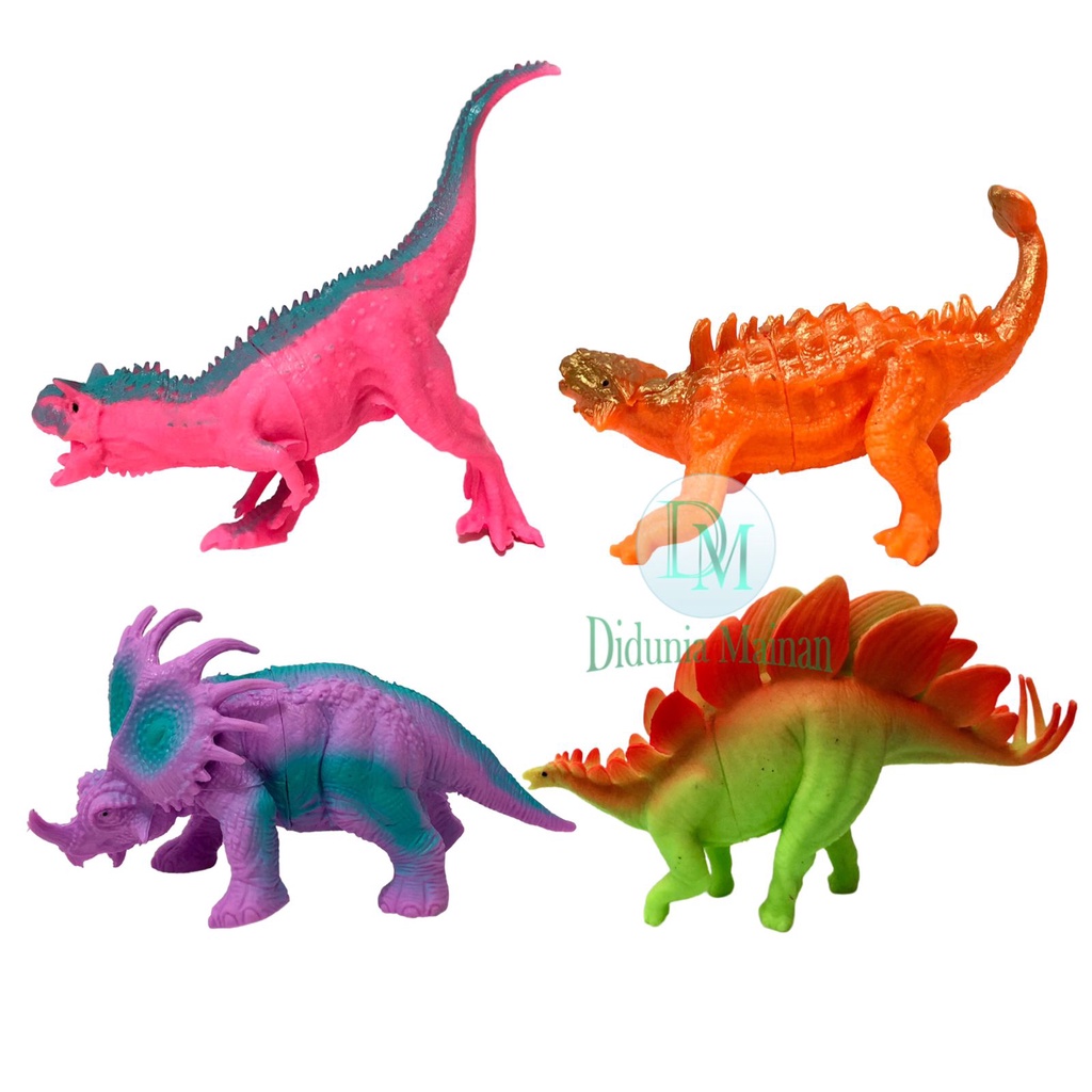 Mainan anak figure dinosaurus karet dino set dinosaur world 4 pcs