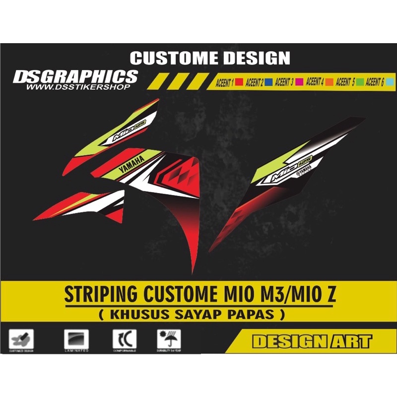 SEMI DECAL YAMAHA MIO M3/MIO Z STRIPING STIKER VARIASI RACING