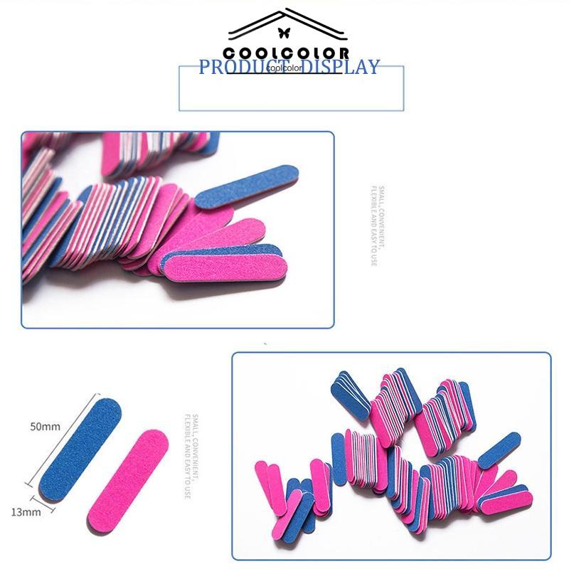COD❤️Kikir kuku sekali pakai manikur mini scrub menggiling permukaan kuku alat manikur dua sisi strip pasir Nail Buffer Mini Sekali Pakai- cl