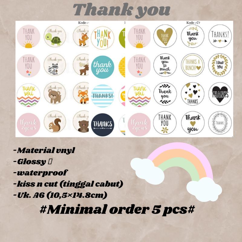 

sticker thank you aesthetic kiscut