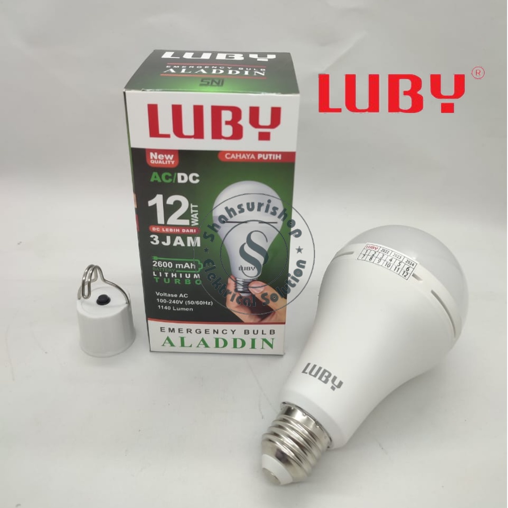 LUBY NEW ALADIN EMERGENCY BULB 12 WATT AC/DC 6500K PUTIH SNI