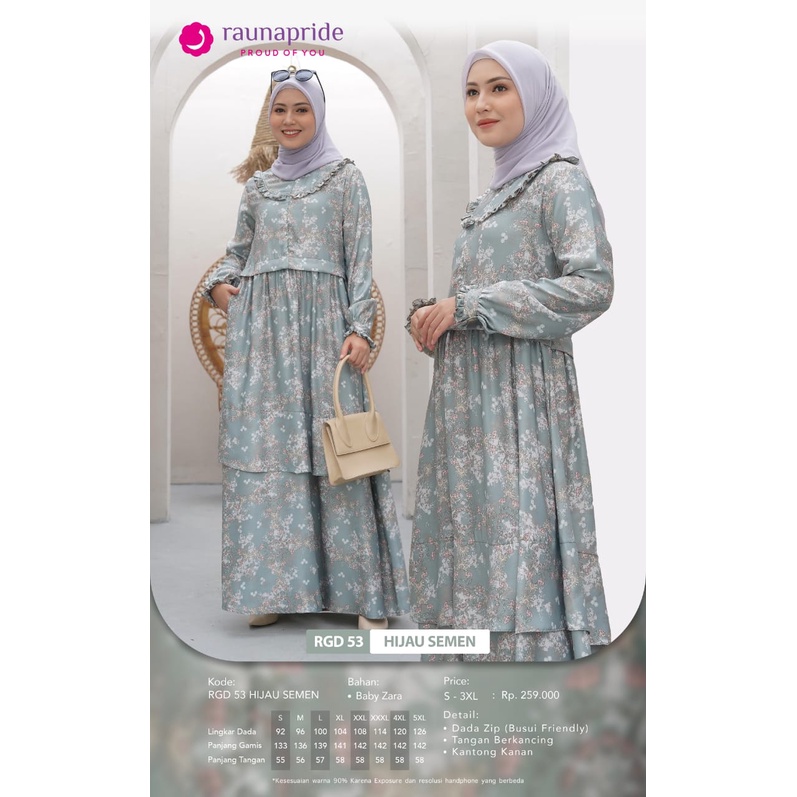 Gamis Rauna RGD 53 Terbaru 2023 / Fashion Muslim Dress / Maxy / Gamis Dewasa / Baju