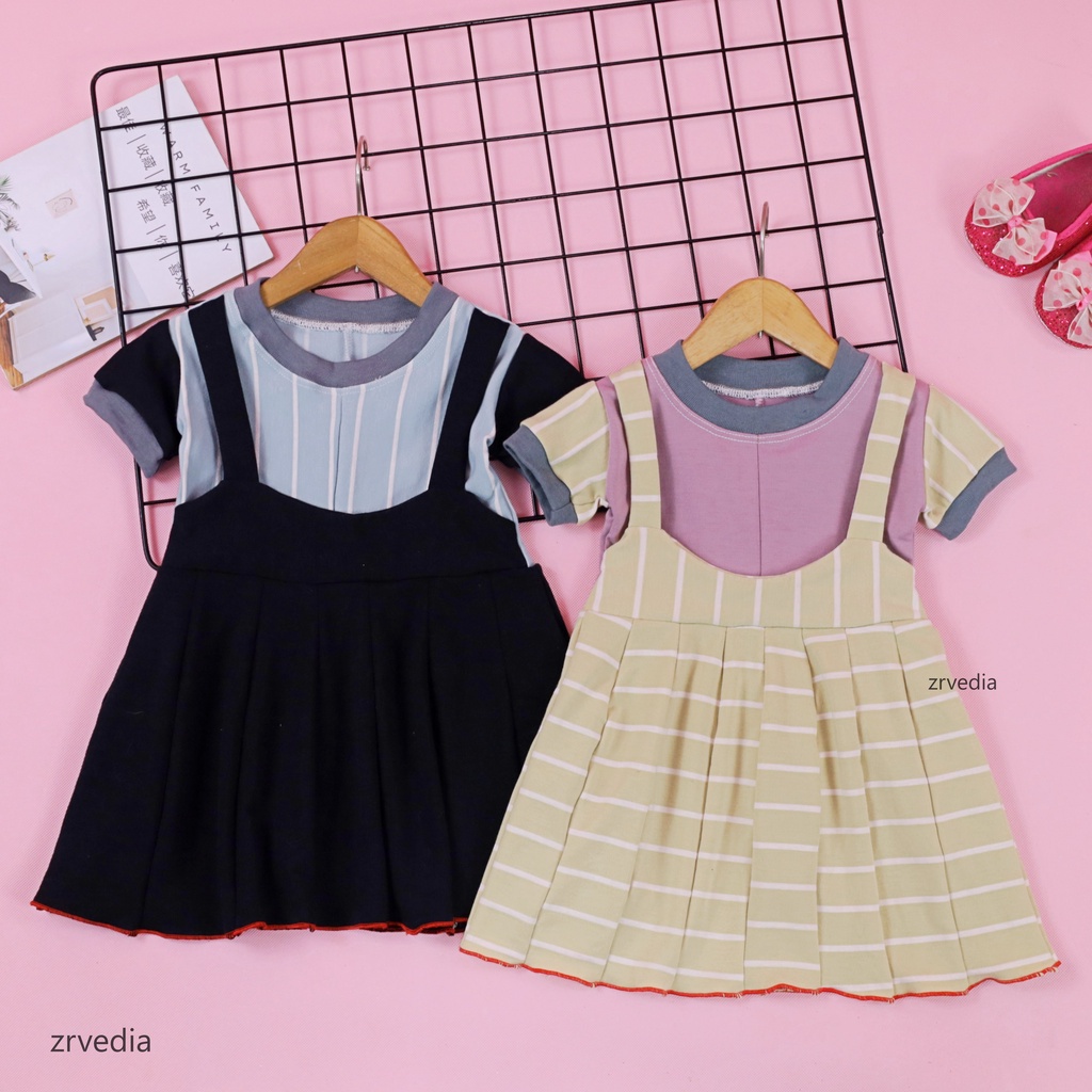 Dress Nagita uk Bayi 3-12 Bulan / Dres Baby Perempuan Baju Anak Murah Lengan Pendek Motif Adem