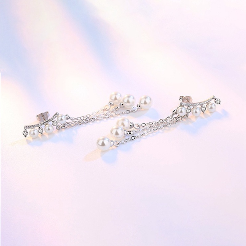 Fancyqube Fancycube Anting Tusuk Gantung Panjang Bahan Sterling Silver 925 Dengan Rumbai Mutiara Untuk Wanita