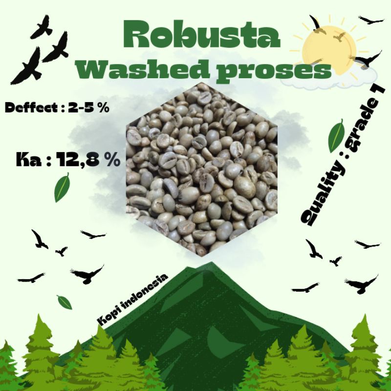 

green Bean / biji kopi Robusta Lampung - wshed proses