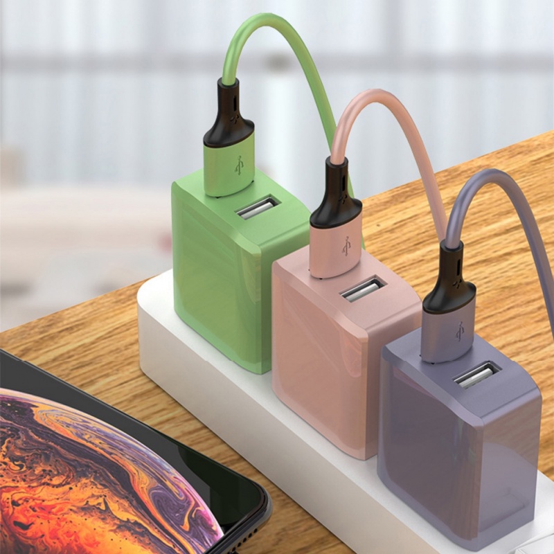 Adapter Power Charger Dinding 2 Port USB 10W Warna Macaron