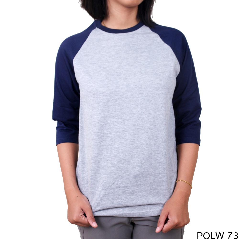 Kaos Raglan Wanita Cotton Combed S20 Abu Kombinasi Merah – POLW 27