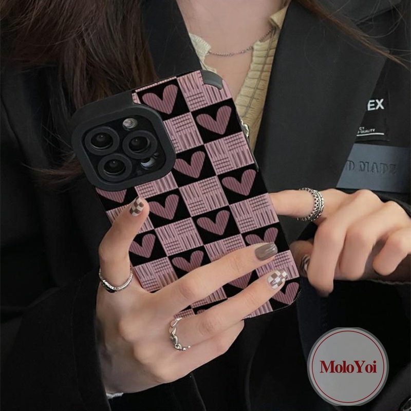 Soft Case TPU Motif Hati Warna Pink Untuk iPhone 11 12 13 14 Pro Max 7 Plus 8 Plus XR X XS Max
