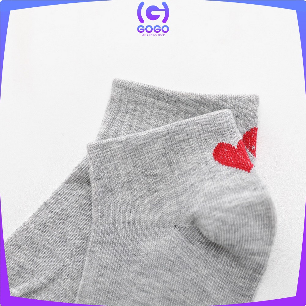 GOGO-P255 Kaos Kaki Motif Love Kaos kaki Pendek Ankle Fashion Korea Women Socks Ala Korea Semata Kaki Import