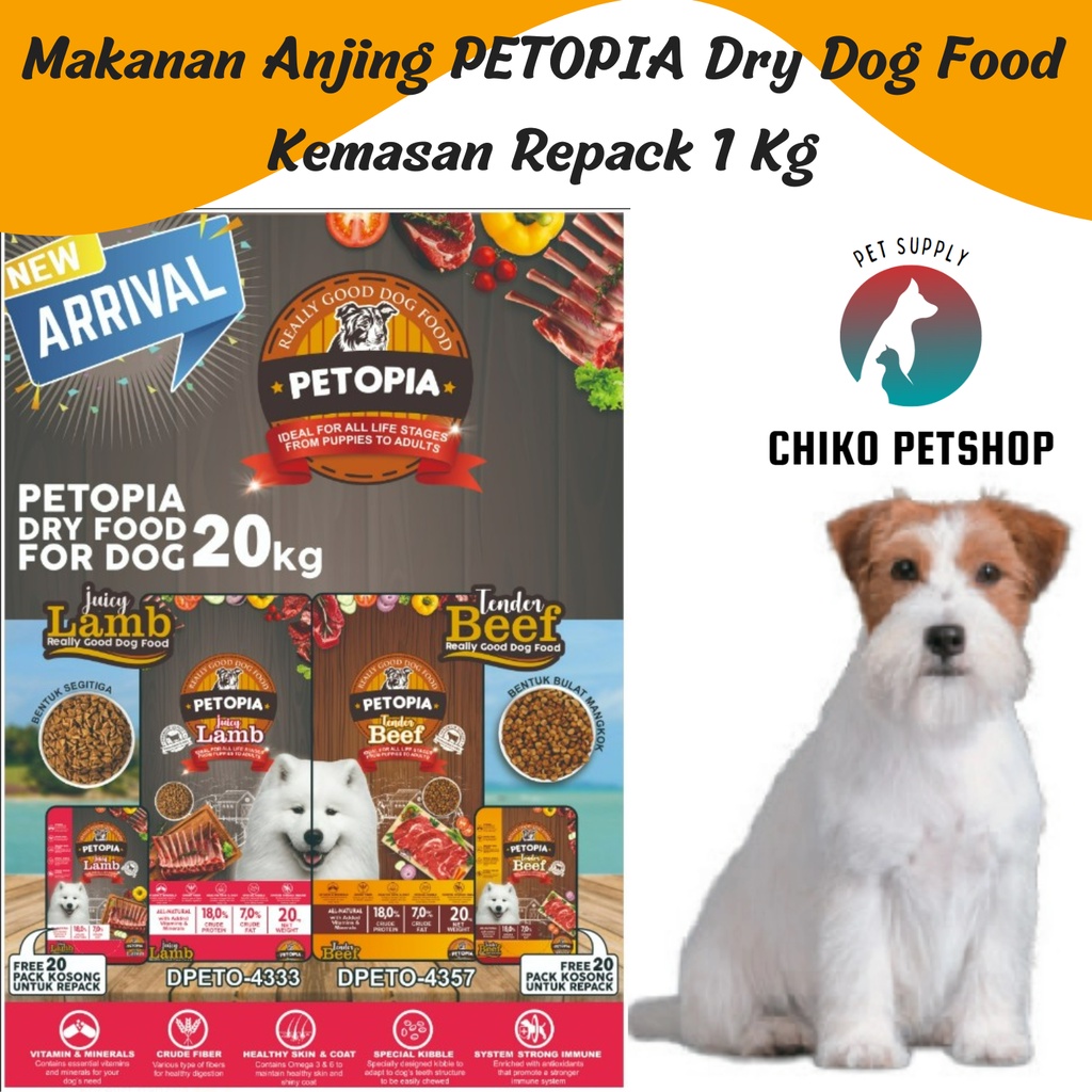 Makanan Anjing PETOPIA Dry Dog Food Kemasan Repack 1 Kg Markotops