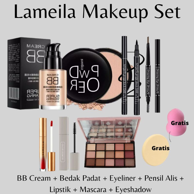 Paket Kosmetik Hemat Lengkap Sangat Murah Kecantikan 9in1 Makeup Set Lameila Original Komplit Wardah