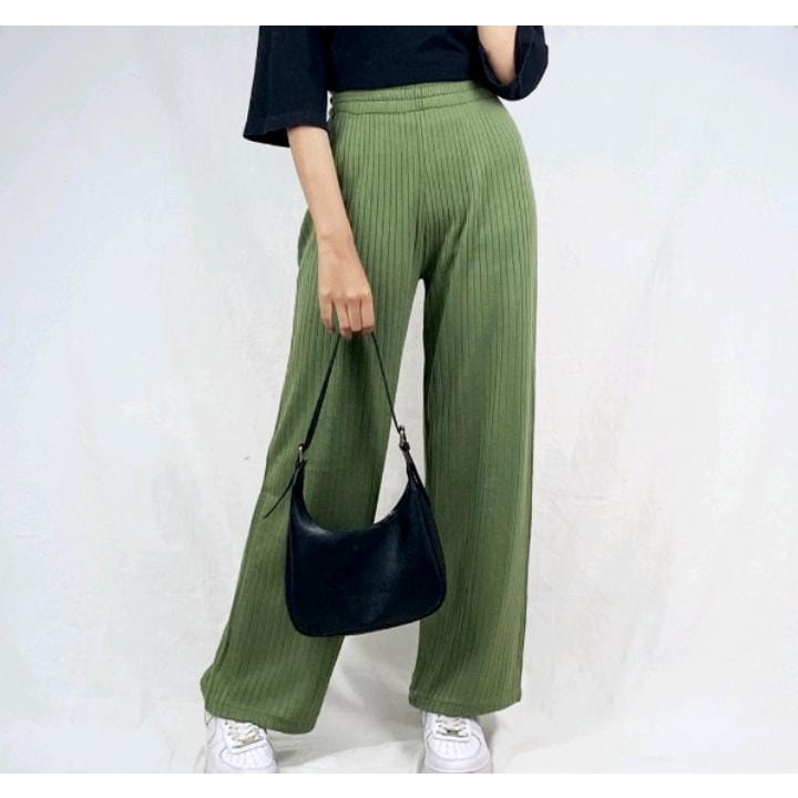 Highwaist Celana Murah Berkualitas Kulot Knit Premium - Long Cullote Pants - Korean Pants Wanita