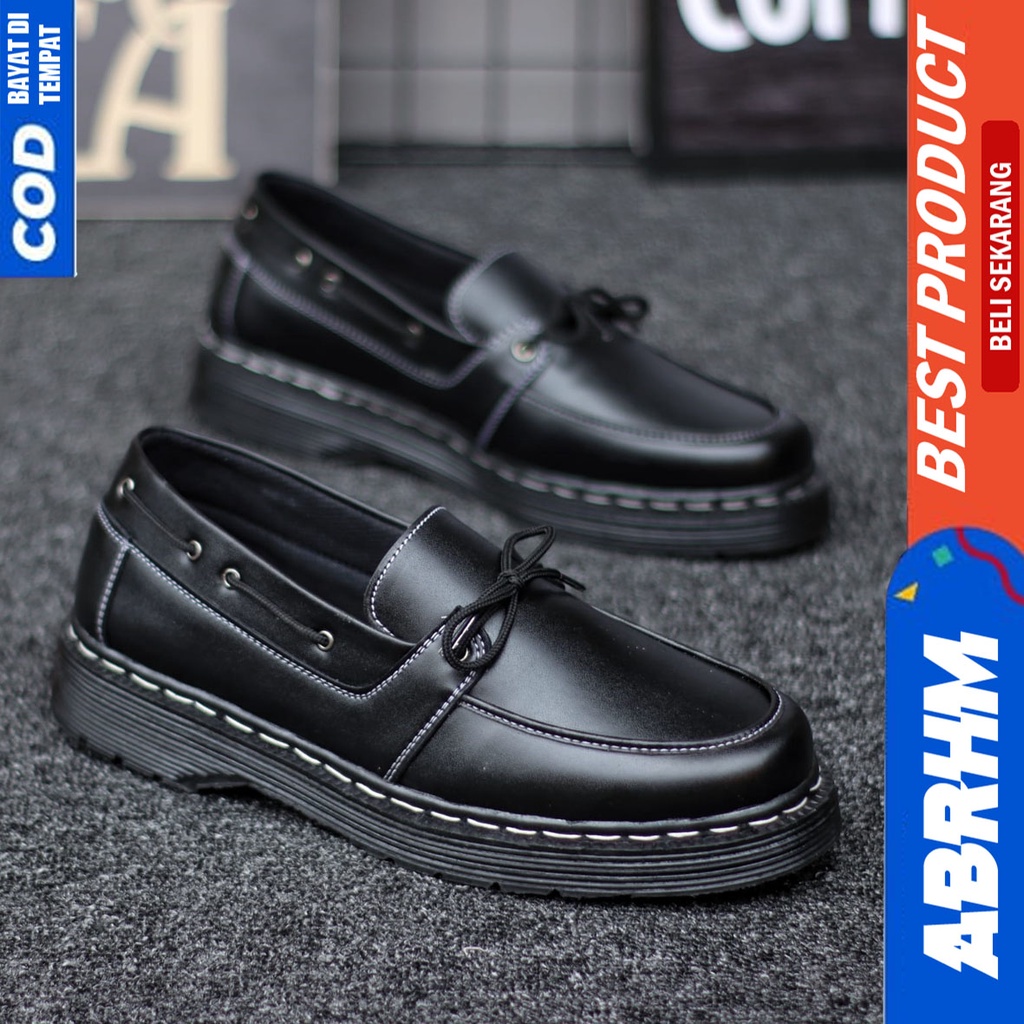 Sepatu Pantofel Formal Docmart low Boots Kerja Hitam Pria Abrhm Arbent