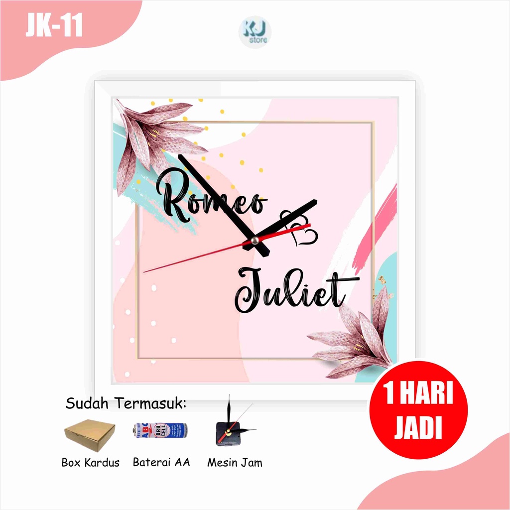 Jam Dinding Kado Wisuda Gift Birthday Ultah Graduation Hadiah Pernikahan Wedding Souvenir Ulang Tahun Kayu Kotak Murah Cepat Cowok Cewek Lucu Aestetik Estetik Aesthetic Motif Bunga Custom Reques Nama Foto Holder Standing Jam Rak Jam Meja Ukuran Kecil