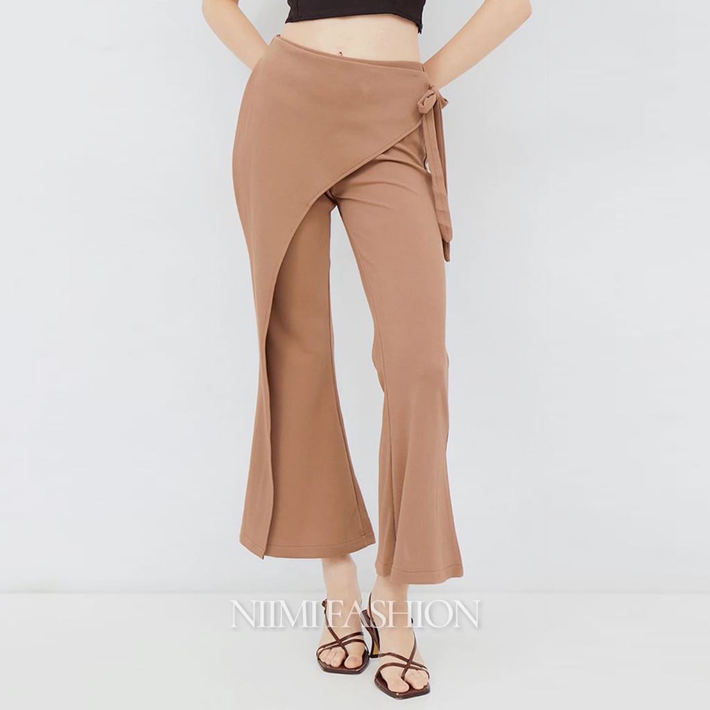 NIMI - Milove Cutbray Knit Celana Cutbray High Waist Knit Wide Leg Premium