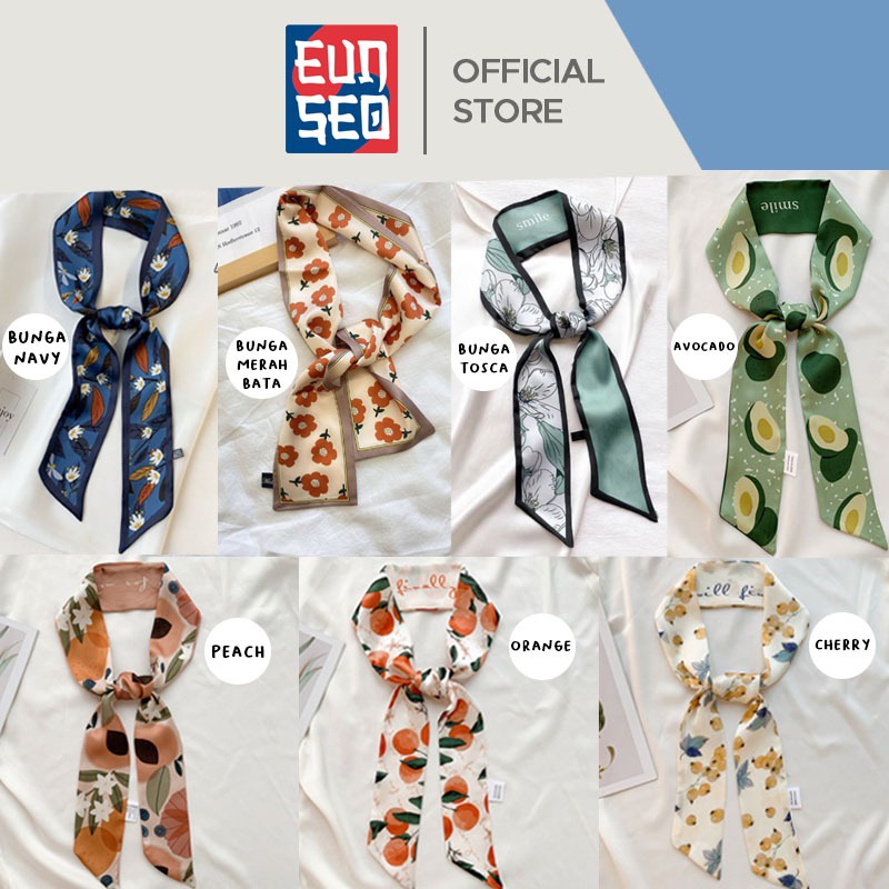 EUNSEO Ikat Rambut Tali Fashion Korea Scarf Small Hair Ribbon Retro Silk Scarf Twilly Bag/Satin Scarf Syal