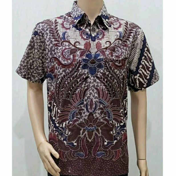 Kemeja Batik Pria Lengan Pendek Jumbo 4L-5L Hem Pria Big Size XXXXL Batik Modern SRN