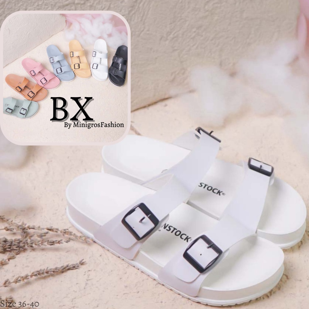 Dunkenstock BX Sandal slop wanita casual sandal selop cewek sol karet model birken gesper ban dua kekinian