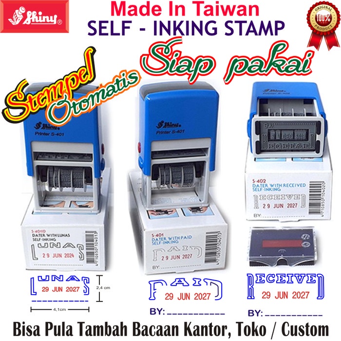 

Stempel Otomatis Cap Shiny Lunas Tanggal Paid Received Kantor Toko