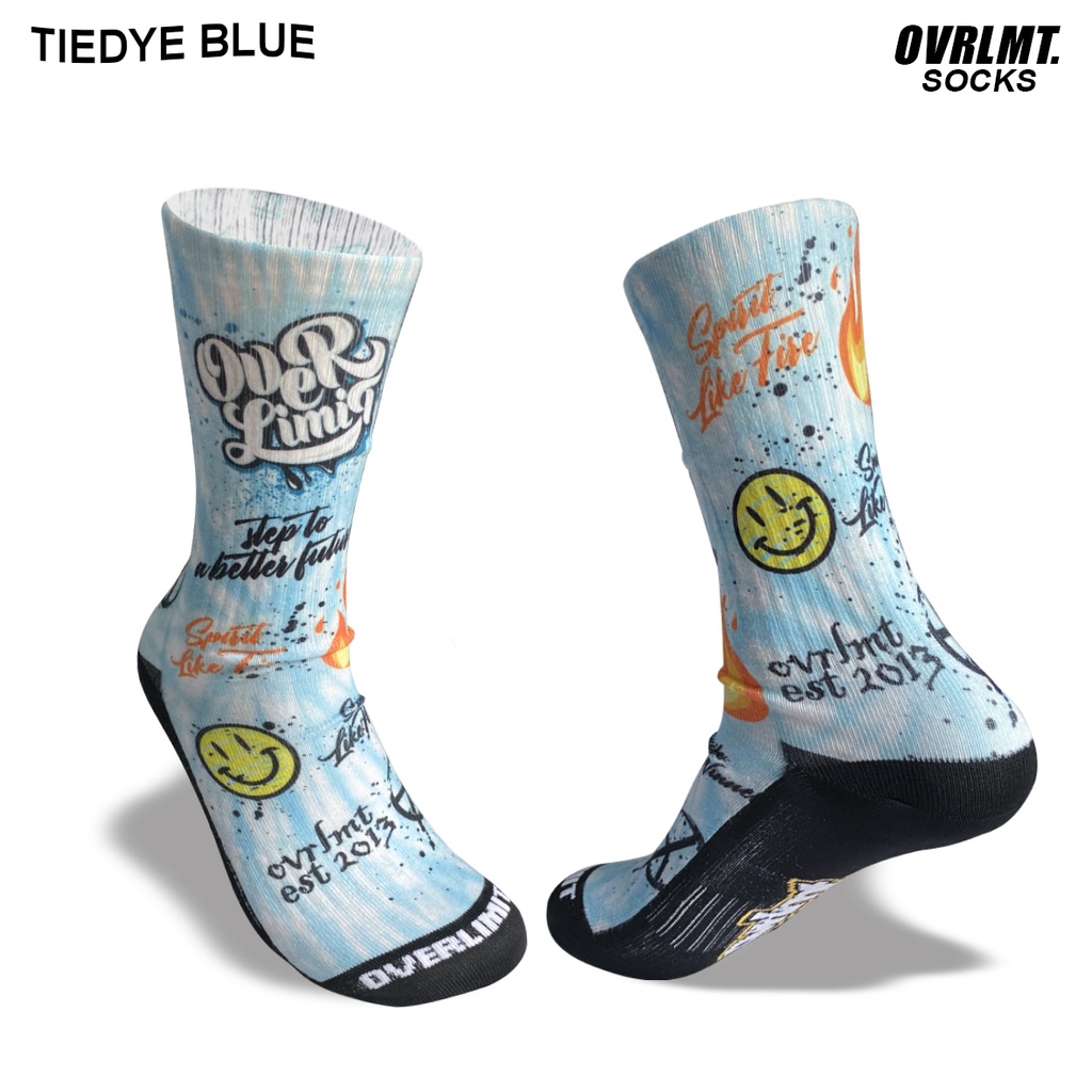 OVERLIMIT KAOS KAKI BLUE TIEDYE | Kaos Kaki Skate | Kaos Kaki Old School | Kaos Kaki Sublim | sock kaos kaki