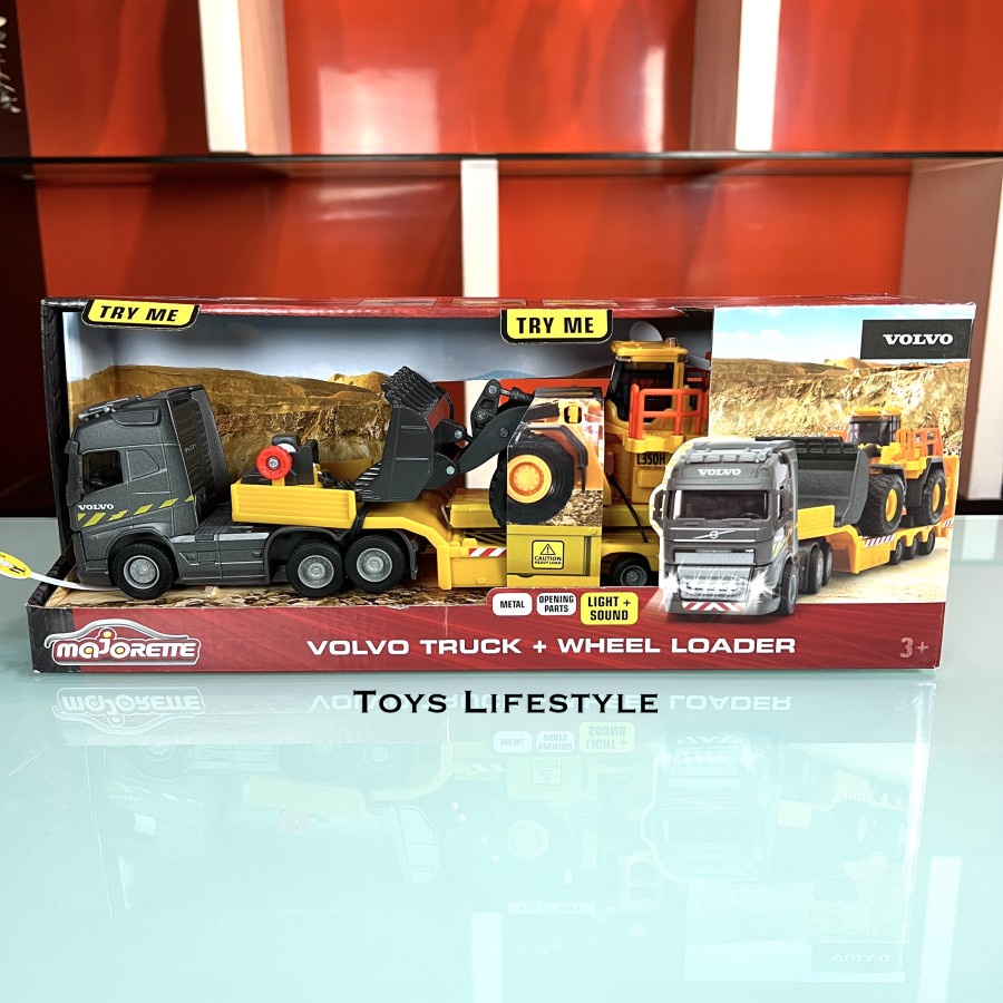 Mobil Besar Majorette Diecast Volvo Truck &amp; Wheel Loader (BUNYI NYALA)
