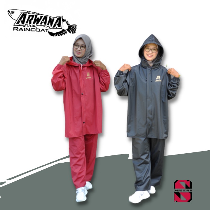 Jas Hujan Stelan Baju dan Celana Pria dan Wanita Bahan full Karet PVC 0,25 Tebal dan elastis Anti Rembes Garansi Original