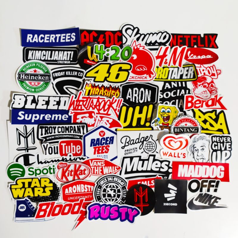 

UKURAN BESAR STANDAR ASLI Stiker brand stiker distro murah grosir pembelian random atau acak Bahan graftac anti air