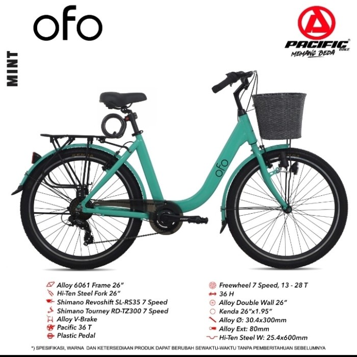 Frame Sepeda Mini Keranjang Dewasa 26" Pacific Urban City Bike Ofo