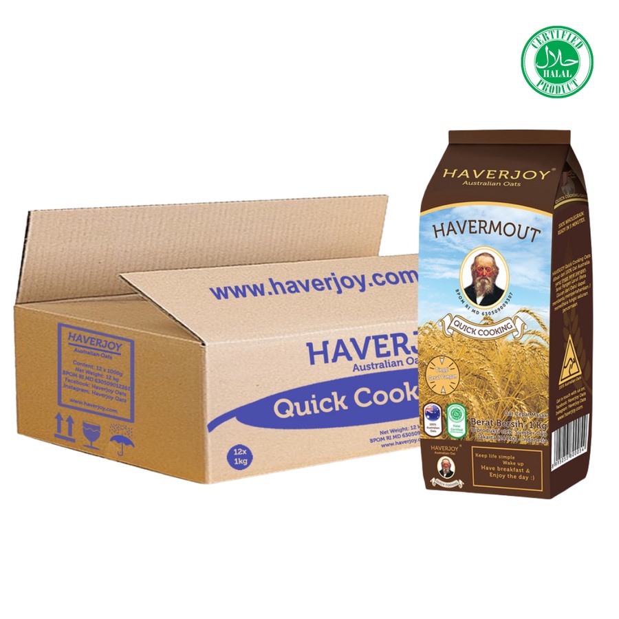 

Haverjoy Havermout Quick Cooking Oats 1kg (1 dus) - Australian Oats