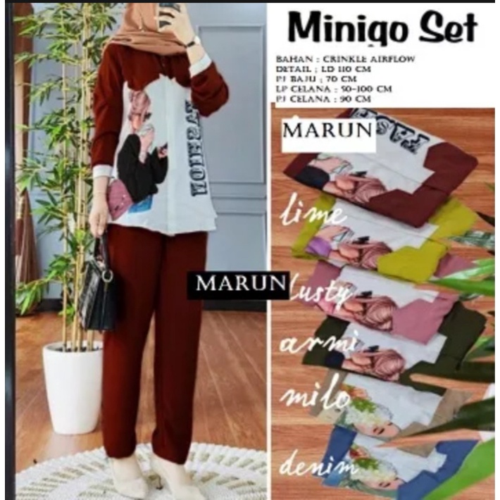Minigo set setelan sablon bahan cringkel /COD