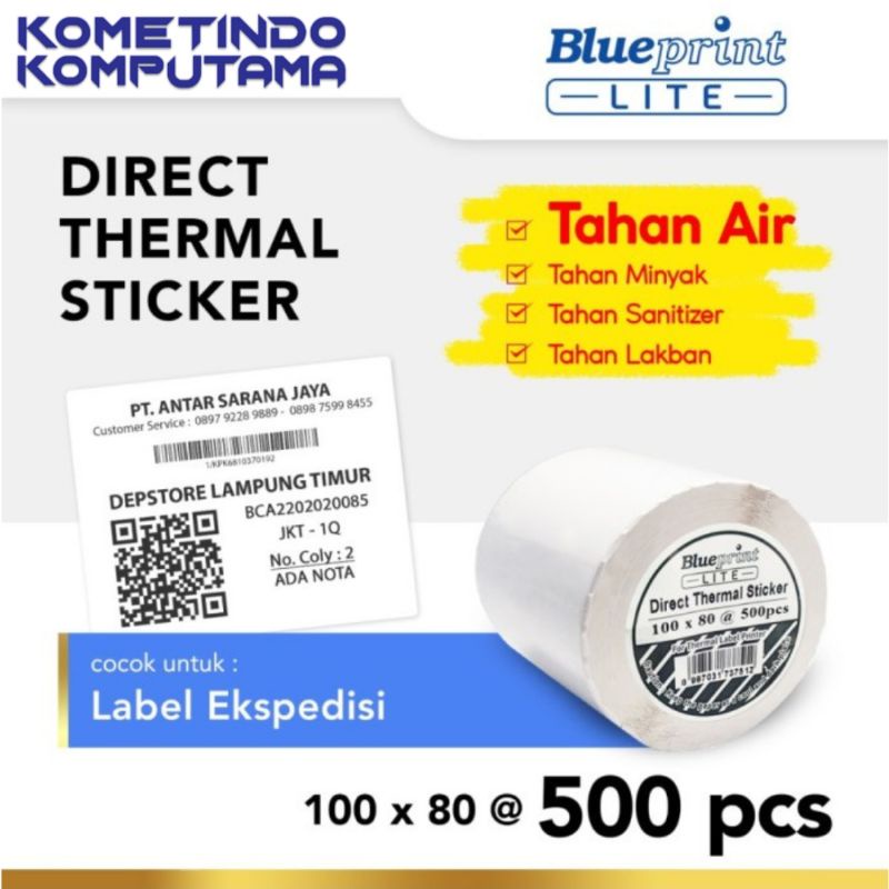 BL-DTS100801 Direct Thermal Sticker Label Ekspedisi BLUEPRINT Lite 100x80 mm 500Pcs