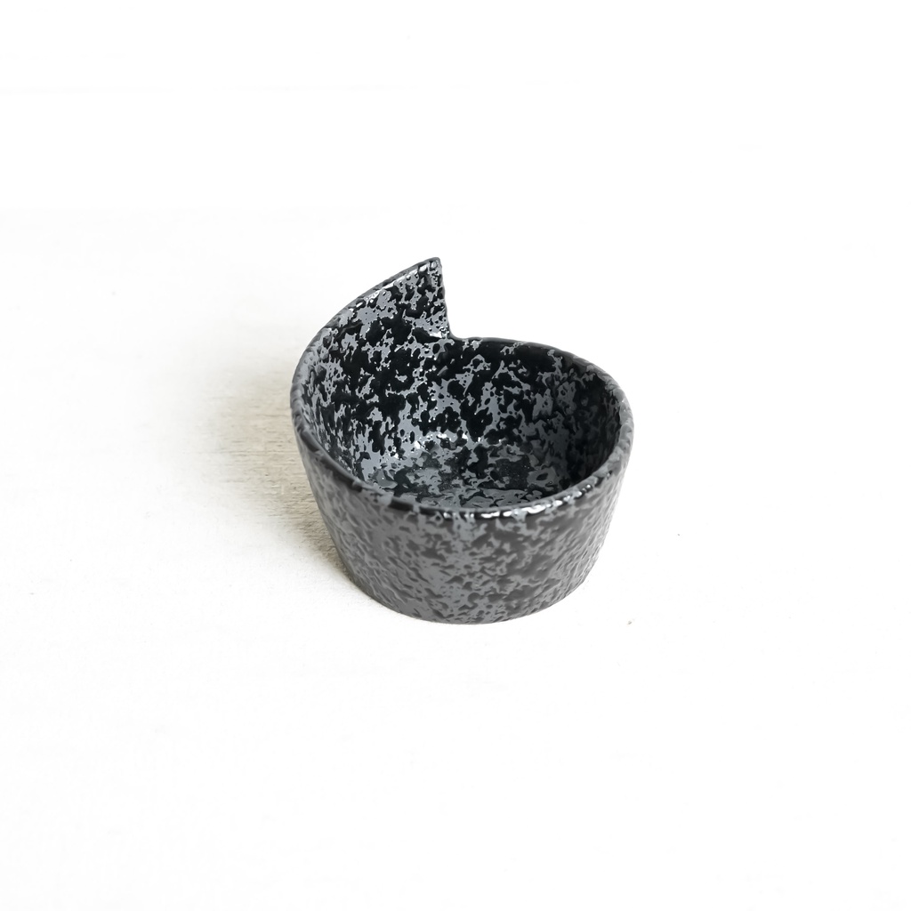 Nuanza Tempat Sambal Keramik Pincuk Sela Black / Sauce Dish Pincuk Sela Black