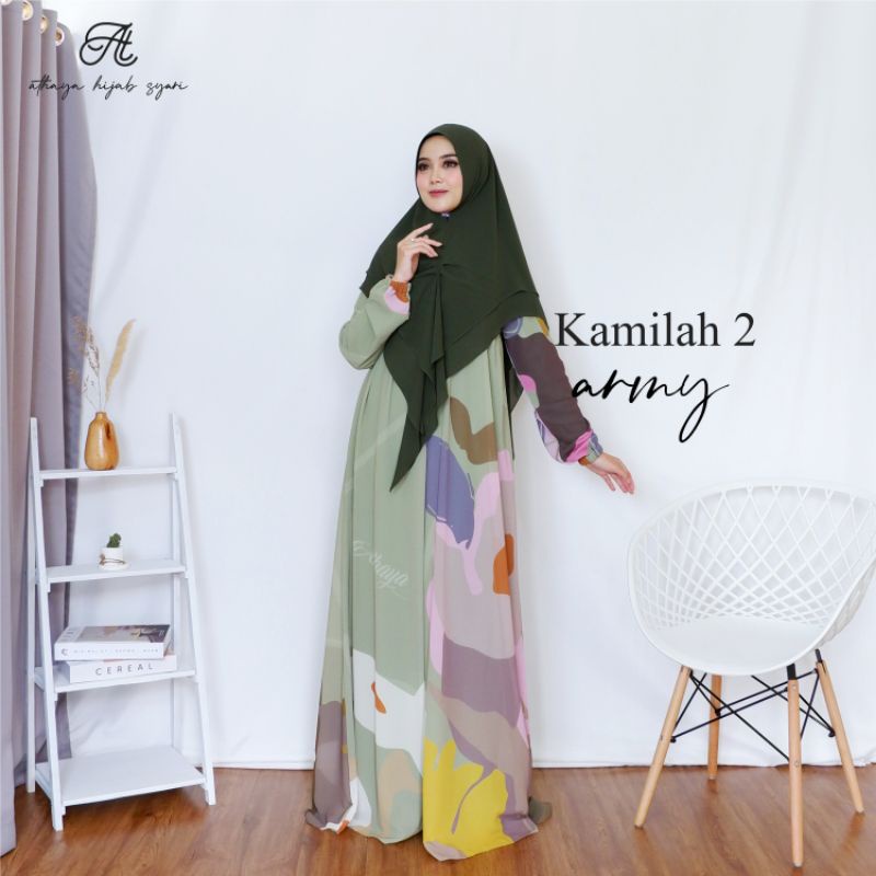 Athaya04 Kamilah 2 Series Army - Gamis plus Hijab Syari