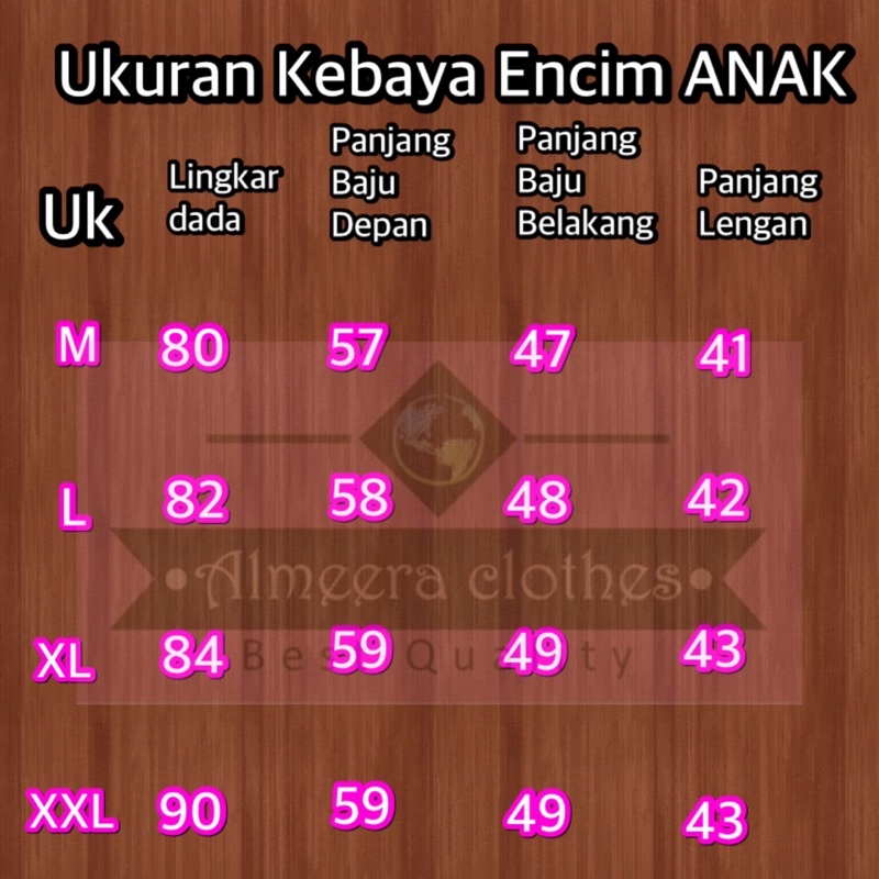 kebaya encim kombinasi anak