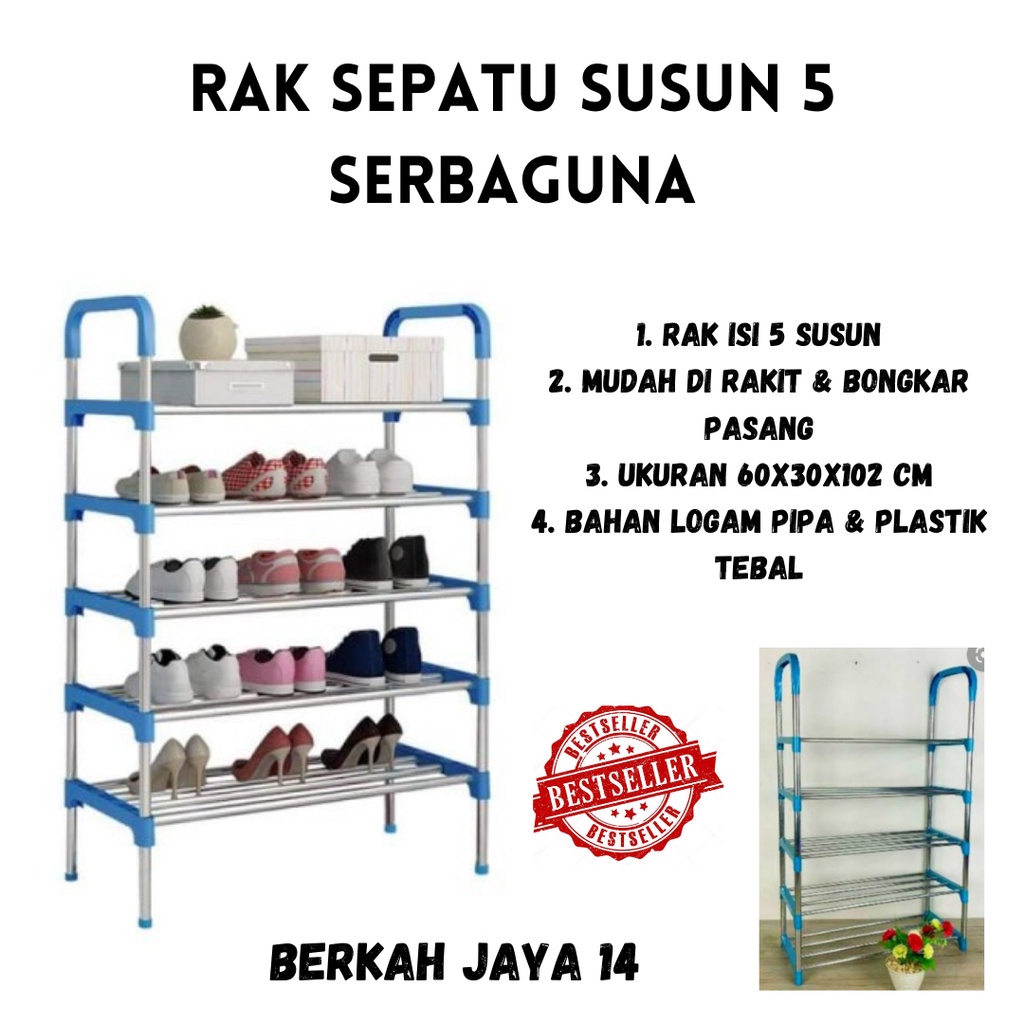 RAK SEPATU SANDAL 5 TINGKAT RANGKA BESI TEBAL DAN PLASTIK HARGA MURAH BARANG BERKUALITAS PROMO DISKON TERLARIS