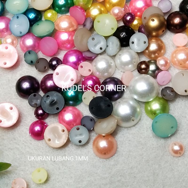 25gr mutbel / mutiara belah / half pearl mix warna dan ukuran