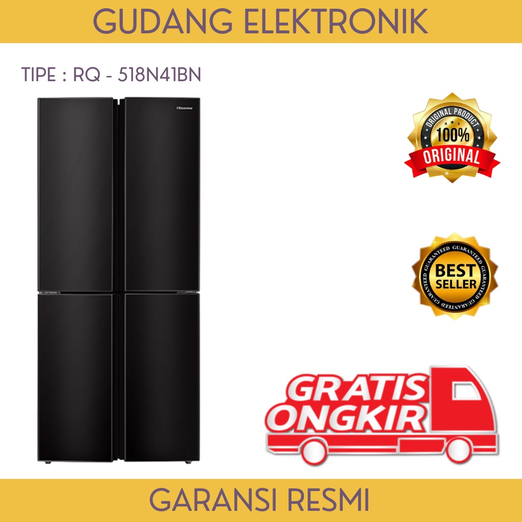 KULKAS SIDE BY SIDE HISENSE 4 PINTU - RQ-51841BN -