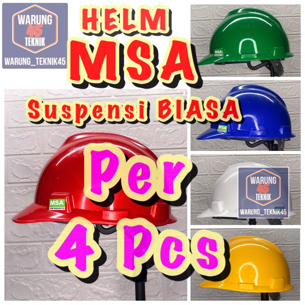 HELM PROYEK SAFETY V GUARD MERK MSA SNI LOKAL SUSPENSI STANDARD/4PCS