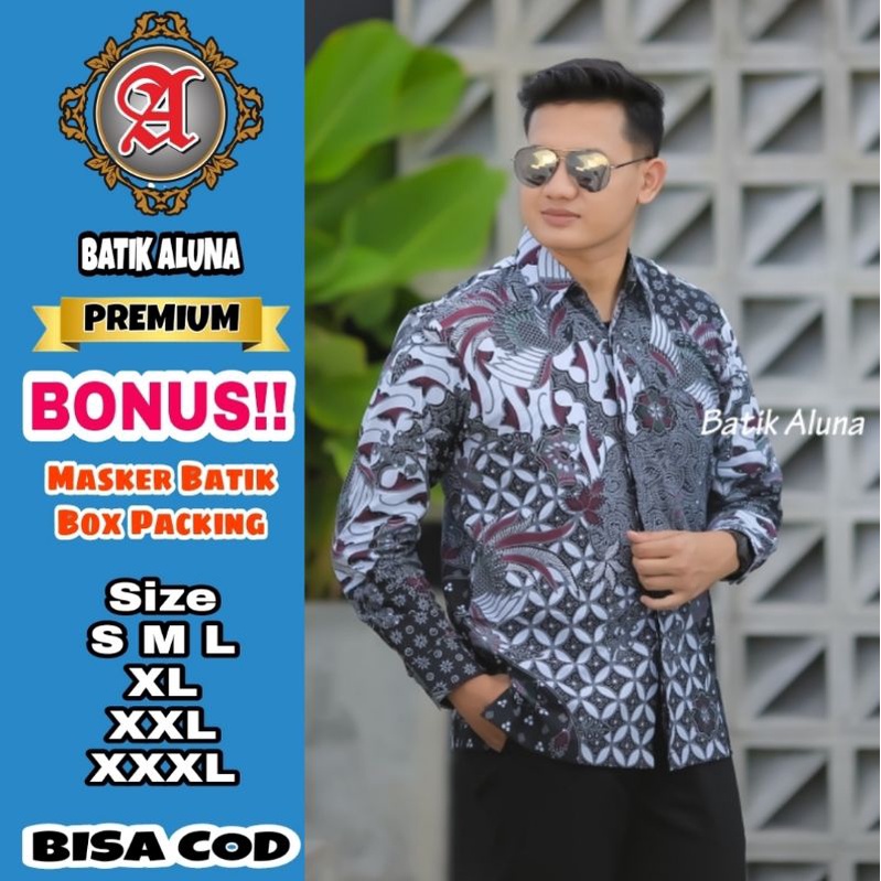 Baju Batik Pria Premium Lengan Panjang Full Furing Batik Solo Pekalongan Batik Reguler Batik Aluna K