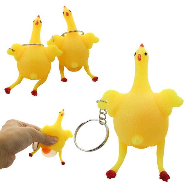 Gantungan Kunci Ayam Pencet Bertelur Mainanan Anak Squishy Keychain