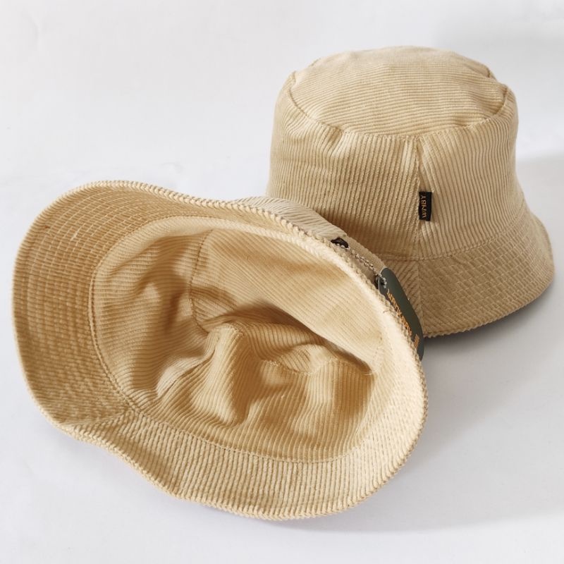 Topi Bucket distro/ Bucket hat corduroy bucket polos bolak balik