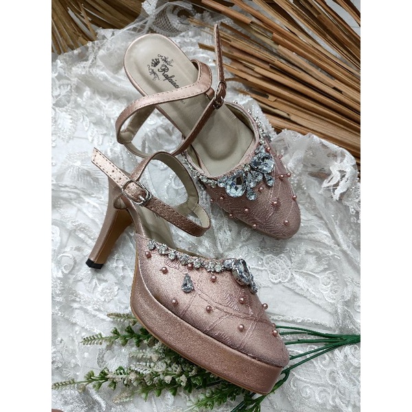 sepatu wanita winnie rosegold 9cm