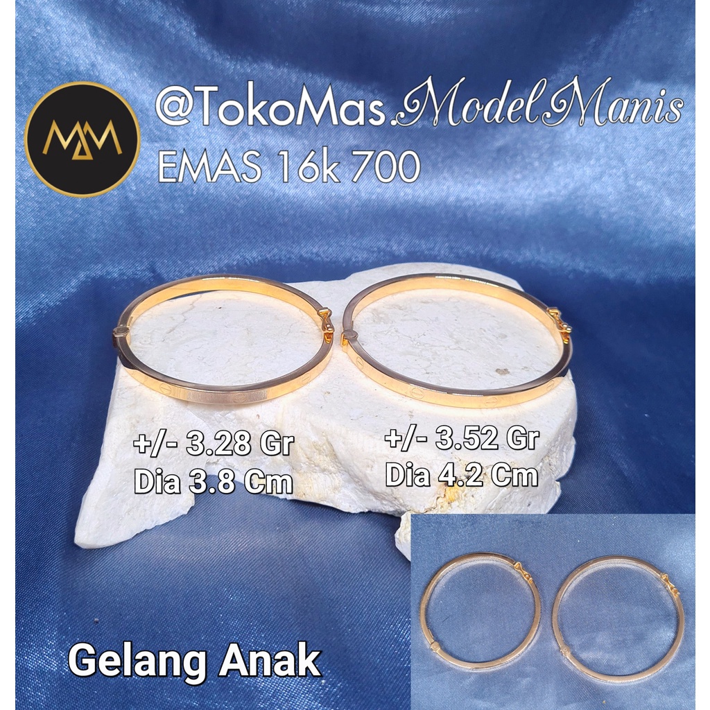 Gelang  anak emas kuning 700 kadar 16 K