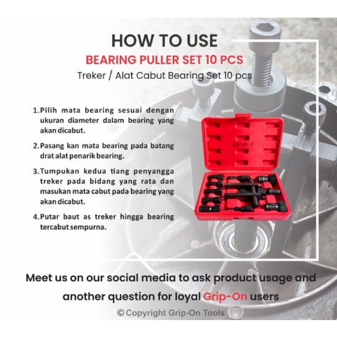 GRIP-ON BEARING PULLER SET 10PCS TREKER CABUT BEARING 10 PCS